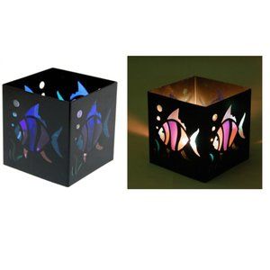 Black Fish Tealight Candle Holder - 3" Square